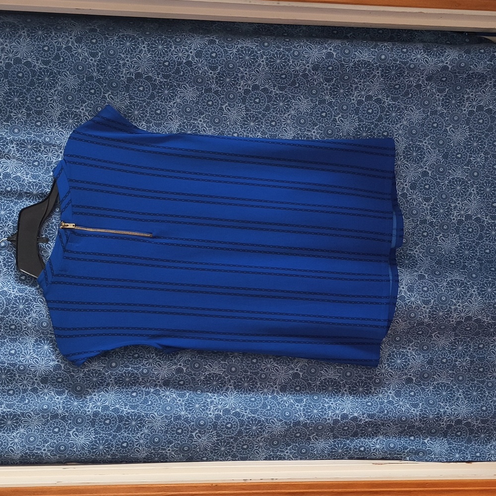 Calvin Klein Royal Blue Cap Sleeve Blouse - Picture 2 of 3